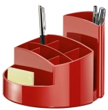 Schreibtisch-Köcher Rondo rot 9 Fächer, 140x140x109mm, Kunststoff