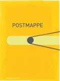 Gummizugmappe A4, gelb-transparent, mit Aufdruck Postmappe, 3 Klappen