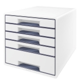 Ablagebox WOW Cube 5 Schubladen, weiß/grau, mit Auszugstopp und