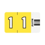 Ziffern-Signal-Streifen, 1, gelb, selbstklebend, auf Trägerbandstreifen