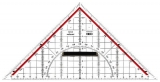 Zeichendreieck 32cm glasklar Skala rot hinterlegt 180°-1°,45°-Linie Markierte