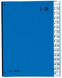 Pultordner 32tlg. 1-31 mit Color- Einband, aus Hartpappe blau,