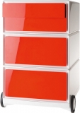 Rollcontainer easyBox, 2 Schübe, 1 Doppelschublade, weiß/orange