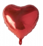 Folienlufballon, Ø 45cm, Heart, rot, mit selbstschließendem Ventil