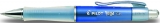 Gelschreiber VEGA blau Profil-Griff Druckmechanik schwarz schreibend